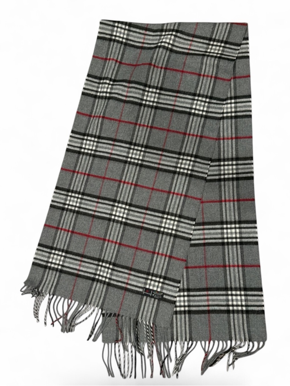 V. Fraas Cashmink Gray Plaid Scarf